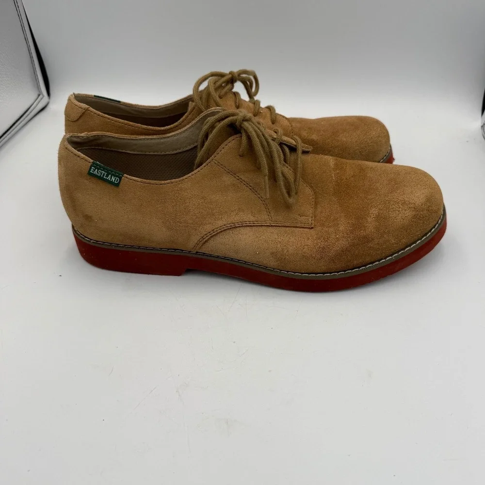 Eastland Men Buck Tan Suede Oxford Shoes Red Brick Sole 7680-59D Size 13D